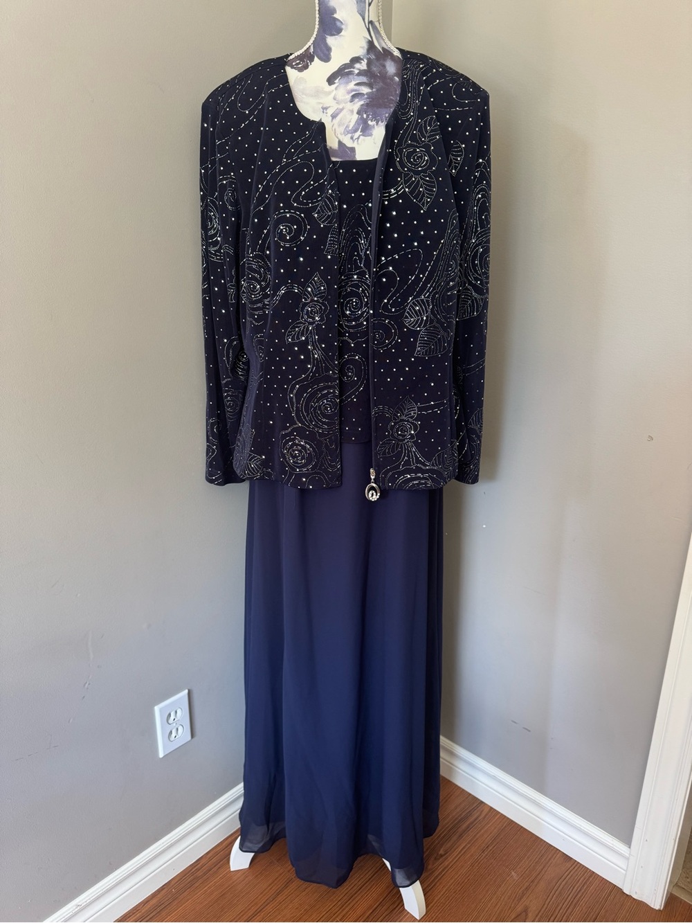 Vintage Oblique Elegant Maxi Dress Mother Of the Bride/ Groom Set